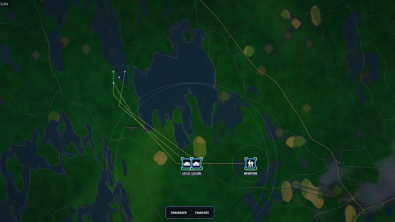 Des chars et une section à pied contournent les lacs de Finlande.